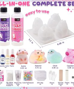 Alternative view of LET'S RESIN Flex Rubber for Taba Squishy Kit. All-in-one Beginner Kit for Squishy Maker. with 16oz Silicone Gel. Hamster/Capybara/Rabbit/Chick Silicone Molds. Color Paste. Flocking Powder. Ideal Gifts