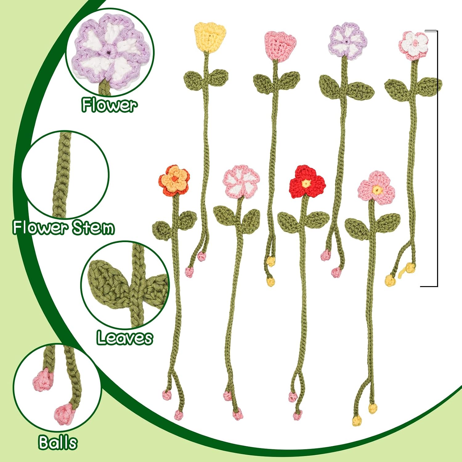 WaldyWop Crochet Kit for Beginners - 8 Flower Bookmarks Knitting Kit w/Step-by-Step Video Tutorials & Soft Yarn. Hook - Wobbles DIY Art Craft Kit for Adults. Birthday Gifts for Women Teen - Image 4