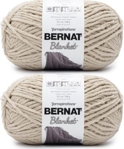 Bernat Blanket Super Bulky Acrylic Yarn - 2 Pack of 300g/10.5oz #6 Chunky Chenille Heavy Weight Yarn for Knitting and Crocheting. Amigurumi. Thick Blankets (Almond. 220 Yards 2-Pack)