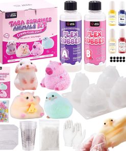LET'S RESIN Flex Rubber for Taba Squishy Kit. All-in-one Beginner Kit for Squishy Maker. with 16oz Silicone Gel. Hamster/Capybara/Rabbit/Chick Silicone Molds. Color Paste. Flocking Powder. Ideal Gifts